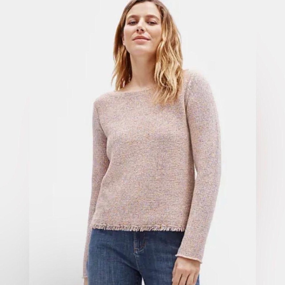 Eileen Fisher Marled Wool Blend Boatneck Sweater NWOT